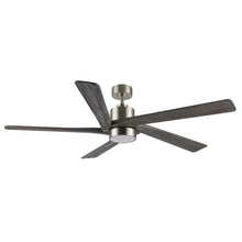 Load image into Gallery viewer, WINGBO 54 DC Ceiling Fan with Lights and Remote Control, 5 Reversible Carved Wood Blades Brass/Black