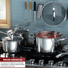Load image into Gallery viewer, Cook N Home Pots and Pans Stainless Steel, 8-Piece Induction Pot Kitchen Cookware Set, Silver, Oven Safe