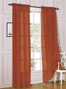 Decotex 2 Piece Sheer Voile Light Filtering Rod Pocket Window Curtain Panel Drape Set Available in A Variety of Sizes and Colors (54