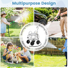 Load image into Gallery viewer, Portable Garden Hose Reel Cart Holds 300FT of 5/8" Large Capacity, Heavy - Duty Metal Hose Cart with 4 Wheels &amp; Storage Basket for Lawn Yard
