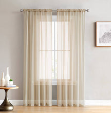 Load image into Gallery viewer, Thd Essentials Sheer Voile Window Treatment Rod Pocket Curtain Panels Bedroom, Kitchen, Living Room - Set of 2, Antique Taupe, 54 inch x 63 inch, Size