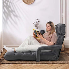 Load image into Gallery viewer, 6 - Position Adjustable Floor Sofa Bed, Folding Lazy Sofa Chaise Lounger Recliner with Armrests &amp; Footrests for Living Room, Bedroom &amp; Gaming