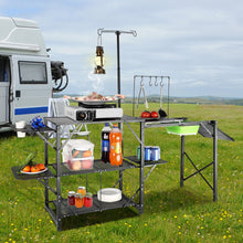Load image into Gallery viewer, Camping Kitchen Table Folding Portable Cook Station Tables Shelves &amp;A Sink