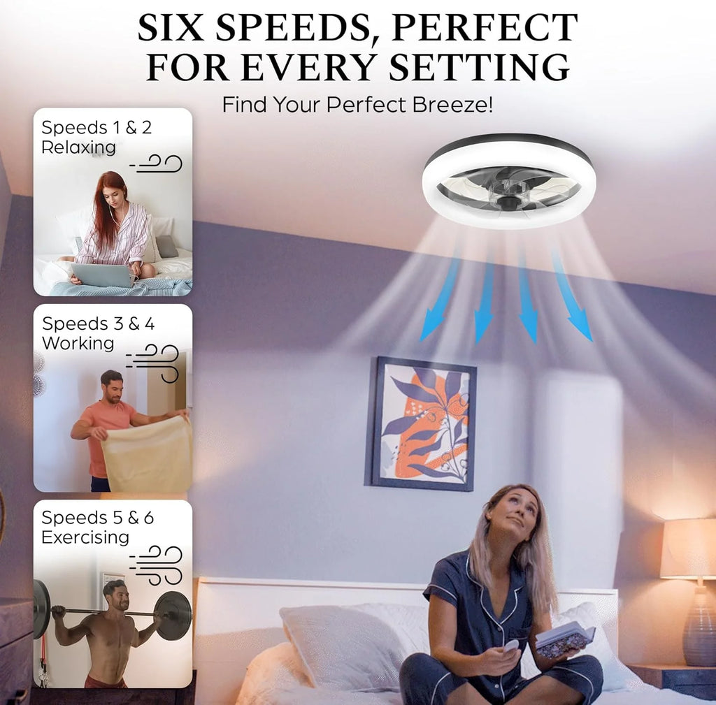 Cannonx 14 Low Profile Ceiling Fans with Lights and Remote, Modern Fandelier Ceiling Fan