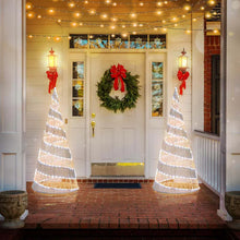 Load image into Gallery viewer, 5 FT Pre - lit Christmas Cone Tree, Artificial Spiral Conic Tree with 300 Warm White &amp; 250 Cold White LED Lights, Xmas Holiday Decor for Home Party