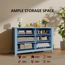 Load image into Gallery viewer, 6 Drawer Dresser, Light Blue Elegant Chest of Drawers, Large Cabinet with Storage, Rustic Wood Chest of Drawers for Bedroom, Living Room, Hallway