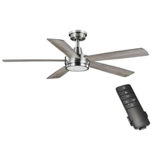 Load image into Gallery viewer, Hampton Bay 52133 Fanelee 54 in. White Color Changing Integrated LED Brushed Nickel Smart Hubspace Ceiling Fan with Light Kit and Remote