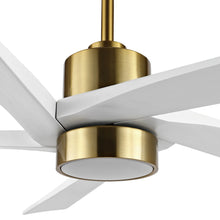 Load image into Gallery viewer, WINGBO 54 DC Ceiling Fan with Lights and Remote Control, 5 Reversible Carved Wood Blades Brass/Black