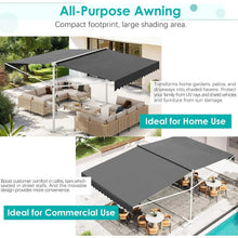 Load image into Gallery viewer, AECOJOY Free Standing Retractable Awning, 10'x10' Dual Side Patio Awnings Outdoor Manual Sun Shade Shelter, Dark Grey