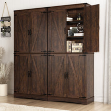 Load image into Gallery viewer, 71" Tall Farmhouse Kitchen Pantry Cabinet, 5 Layers Storage Cabinet with Adjustable Shelves, Farmhouse Pantry Cabinet with 4 Barn Doors