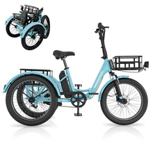 Load image into Gallery viewer, ABORON 3.0 Fat Tire Electric Trike for Senior Foldable E - Bike, 500W Motorized Tricycle Adult 20" Folding 3 Wheel Electric Commute Bike Trike W/48V