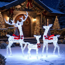 Load image into Gallery viewer, Tangkula 3-Piece Christmas Lighted Iridescent Reindeer Family Set with 215 Cold White LED Lights and Ground Stakes
