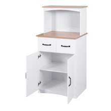 Load image into Gallery viewer, Kitchen Storage Cabinet Pantry Cabinet, White Storage Cupboard Pantry with 2 Doors, 2 Drawers &amp; Microwave Shelf, Freestanding Kitchen Storage Buffet