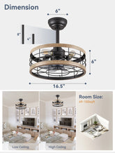Load image into Gallery viewer, Zardon 52 in Black Ceiling Fan with LED Light and Remote, Downrod 6-Speed and Quiet Reversible DC Motor for Bedroom, Living Room, Indoor