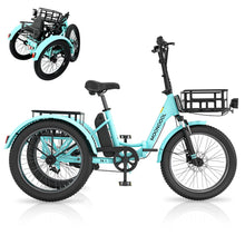 Load image into Gallery viewer, ABORON 3.0 Fat Tire Electric Trike for Senior Foldable E - Bike, 500W Motorized Tricycle Adult 20" Folding 3 Wheel Electric Commute Bike Trike W/48V