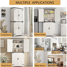 Load image into Gallery viewer, 71" Tall Farmhouse Kitchen Pantry Cabinet, 5 Layers Storage Cabinet with Adjustable Shelves, Farmhouse Pantry Cabinet with 4 Barn Doors