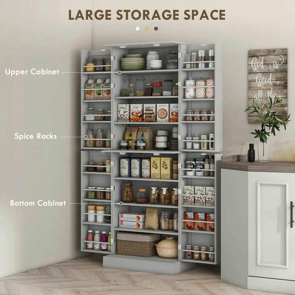 Spaco 17-Tier Kitchen Small Pantry Cabinet with 2 Doors and 6 Adjustable Shelves, Cabinet Pantry, Freestanding 5-Tier Shelving Pantries