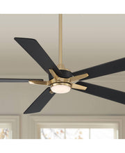 Load image into Gallery viewer, Casa Vieja 52" Vegas Nights Modern Indoor Outdoor Ceiling Fan with Dimmable LED Light Remote Control Soft Brass Black Damp Rated for Patio Exterior