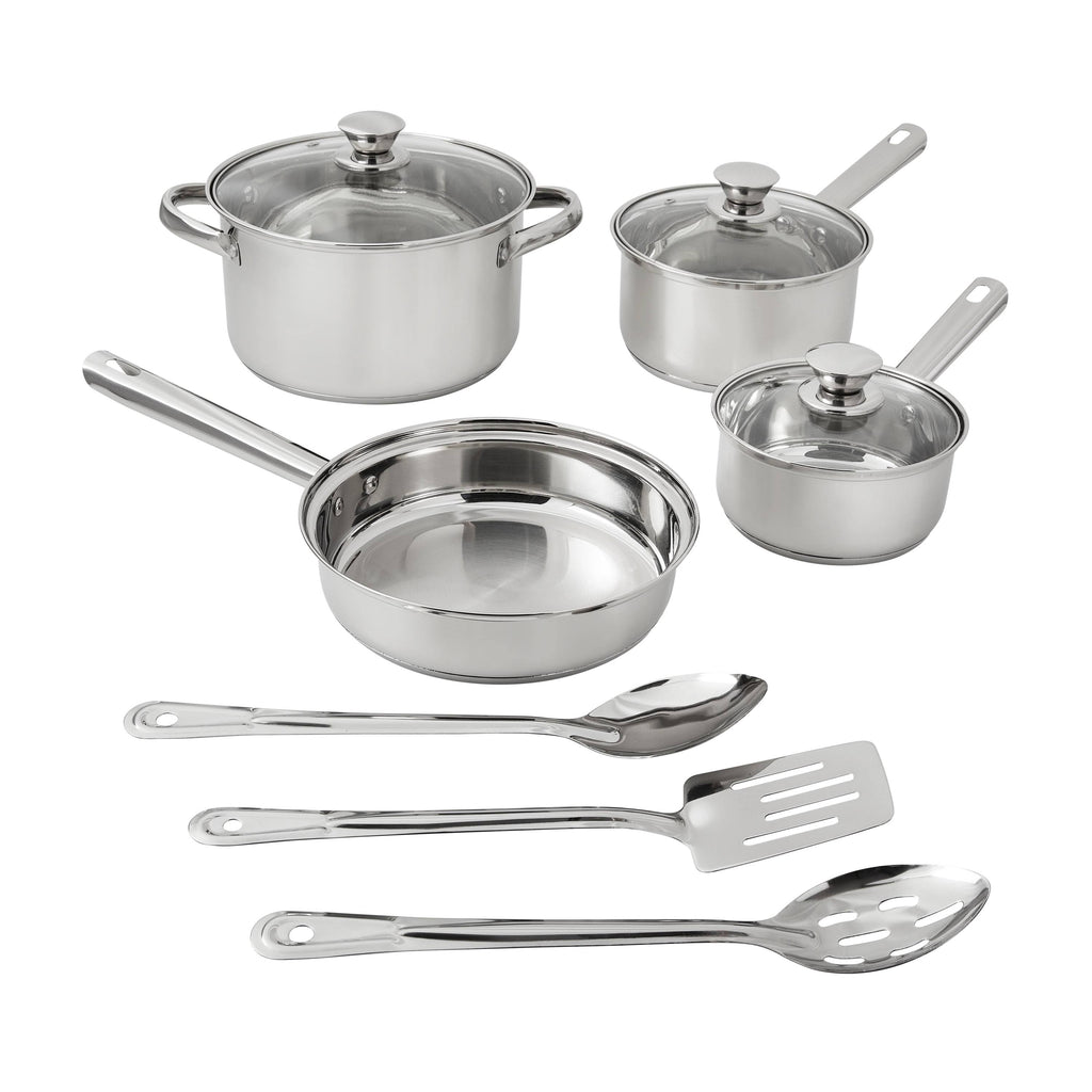 Mainstays 10-Piece Cookware Set, Stainless Steel