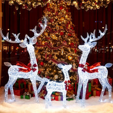 Load image into Gallery viewer, Tangkula 3-Piece Christmas Lighted Iridescent Reindeer Family Set with 215 Cold White LED Lights and Ground Stakes