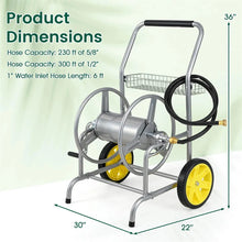 Load image into Gallery viewer, Garden Hose Reel Cart Holds 230FT of 5/8" Hose, Heavy - Duty Hose Cart with 2 Wheels &amp; Storage Basket, Portable Water Hose Organizer for Yard