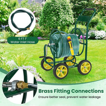 Load image into Gallery viewer, Heavy Duty Metal Garden Hose Reel Cart Holds 300FT of 5/8" Hose with 4 Wheels &amp; Storage Basket, Portable Water Hose Organizer for Yard Lawn