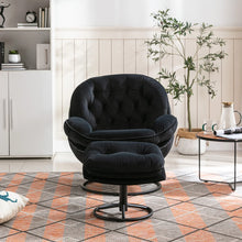 Load image into Gallery viewer, Velvet Swivel Accent Chair with Ottoman, Modern Chaise Lounge Chair with Metal Frame and Footstool, Comfy Armchair Reading Chair