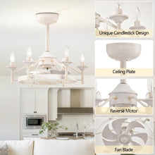 Load image into Gallery viewer, Maxax Candlestick Ceiling Fan with Light, 21" White Vintage Ceiling Fan with Remote Control, 6 Speeds Reversible Timing Ceiling Fan