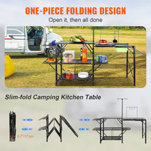 Load image into Gallery viewer, Camping Kitchen Table Folding Portable Cook Station Tables Shelves &amp;A Sink