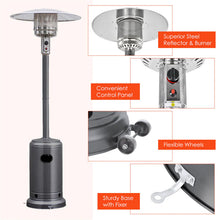 Load image into Gallery viewer, 50,000 BTU Propane Patio Heater, Standing Stainless Steel Outdoor Heater with Wheels, Triple Protection, CSA Certified for Deck &amp; Commercial