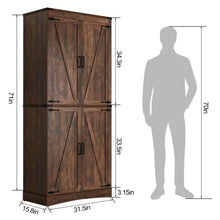 Load image into Gallery viewer, 71" Tall Farmhouse Kitchen Pantry Cabinet, 5 Layers Storage Cabinet with Adjustable Shelves, Farmhouse Pantry Cabinet with 4 Barn Doors
