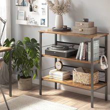 Load image into Gallery viewer, Behost 3-Tier Rolling Cart Microwave Stand with 10 Hooks, Coffee Bar Kitchen Storage Rack Organizer, Rustic Brown