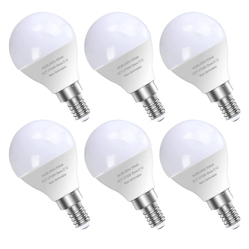 GOSCHE 6 Pack E12 LED Candelabra Light Bulbs, 60 Watt Equivalent, Warm White 2700K, 120V Chandelier Llight Bulb