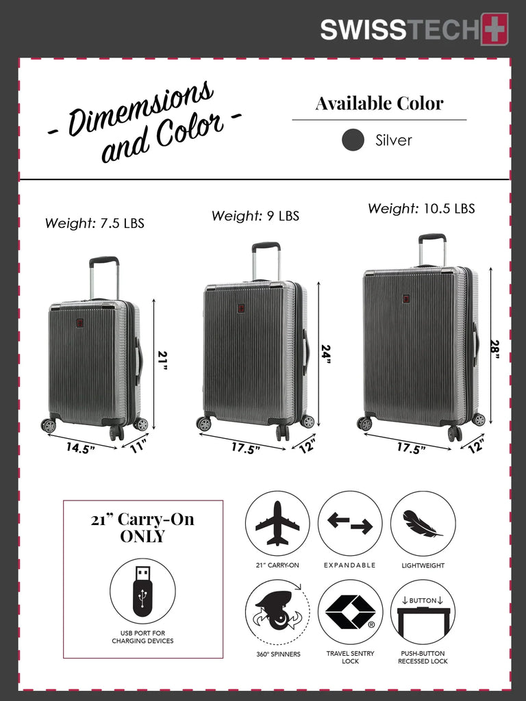 Swiss Tech Excursion 29" Hard Side Rolling Upright Luggage - Charcoal