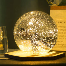 Load image into Gallery viewer, Lighted Mercury Glass Ball Table Lamp, Silver Cordless Glass Orb Christmas Decor Ball LED Light Globe, Modern Light Up Battery Operated Sphere Glass