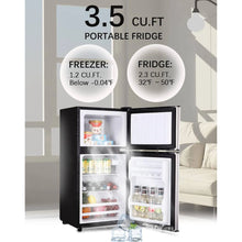 Load image into Gallery viewer, 3.5 Cu.ft Mini Fridge Freezer, 2 Door Small Refrigerator, 7 Level Adjustable Thermostat Freezer Fridge for Living Room, Kitchen and Apartment, Sivelr