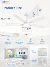 Load image into Gallery viewer, Zardon 52 in Black Ceiling Fan with LED Light and Remote, Downrod 6-Speed and Quiet Reversible DC Motor for Bedroom, Living Room, Indoor
