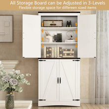 Load image into Gallery viewer, 71" Tall Farmhouse Kitchen Pantry Cabinet, 5 Layers Storage Cabinet with Adjustable Shelves, Farmhouse Pantry Cabinet with 4 Barn Doors