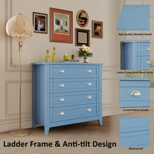 Load image into Gallery viewer, 6 Drawer Dresser, Light Blue Elegant Chest of Drawers, Large Cabinet with Storage, Rustic Wood Chest of Drawers for Bedroom, Living Room, Hallway