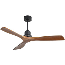 Load image into Gallery viewer, 52 inch Indoor and Outdoor Downrod Solid Wood Ceiling Fan with Remote,Integrated Light Optional Black and Brown Blades Without Integrated Light N/A