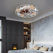 Load image into Gallery viewer, Industrial Cage Ceiling Fan - Low - Profile 7 - Blade Fan with Remote &amp; Light - Modern Rustic Cooling for Small Spaces