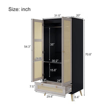 Load image into Gallery viewer, GOMYHOME Accent Cabinet with Rattan Doors &amp; Drawer, Modern Storage Armoire for Living Room, Bedroom, Natural Wood Finish