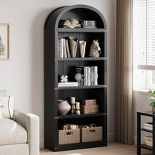 Load image into Gallery viewer, Bookcase 5 Shelf Arched Bookshelf 71.65in Tall Bookcase Farmhouse Display Storage Rack Wooden Bookshelves for Home Office, Living Room(White)