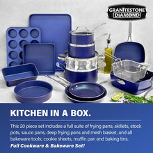 Load image into Gallery viewer, Classic Blue 20-Piece Aluminum Ultra - Durable Non - Stick Diamond Infused Cookware and Bakeware Set