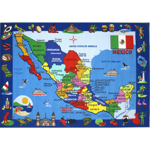 Fun Rugs Map of Mexico 5'3
