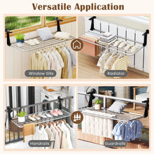 Load image into Gallery viewer, Tangkula Portable Clothes Drying Rack | Extendable Radiator Clothes Airer with Robust Aluminum Frame for Balcony Railings Windowsill