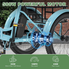 Load image into Gallery viewer, ABORON 3.0 Fat Tire Electric Trike for Senior Foldable E - Bike, 500W Motorized Tricycle Adult 20" Folding 3 Wheel Electric Commute Bike Trike W/48V