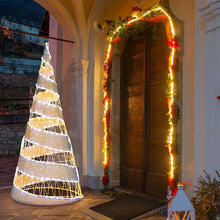 Load image into Gallery viewer, 5 FT Pre - lit Christmas Cone Tree, Artificial Spiral Conic Tree with 300 Warm White &amp; 250 Cold White LED Lights, Xmas Holiday Decor for Home Party