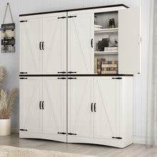 Load image into Gallery viewer, 71" Tall Farmhouse Kitchen Pantry Cabinet, 5 Layers Storage Cabinet with Adjustable Shelves, Farmhouse Pantry Cabinet with 4 Barn Doors