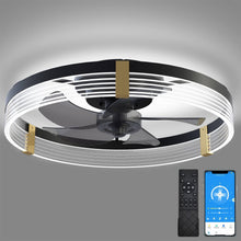 Load image into Gallery viewer, GOSONKT 19.7" Low Profile Ceiling Fan with Lights and Remote, Modern Flush Mount LED Stepless Dimmable, Reversible Blades,6 Speeds Timing for